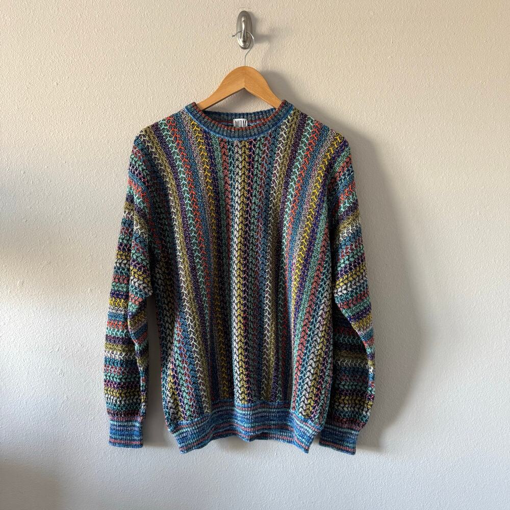 Vintage Mondo di Marco M.D.M Mens Sweater Abstract Made in Italy Sz LARGE (52)